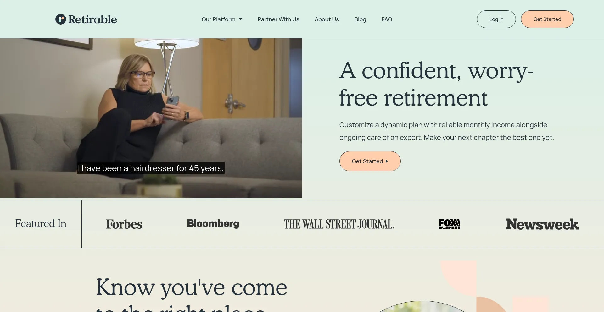 Website screenshot of Retireable.com