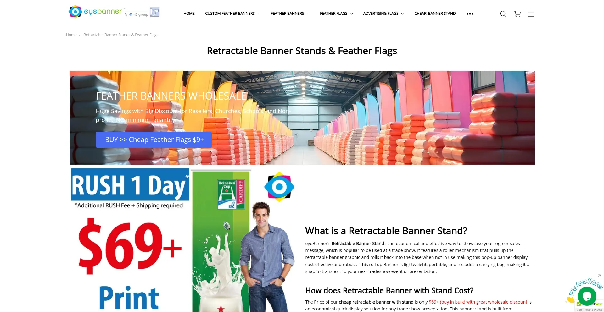 Website screenshot of Retractable-banner-stands.com