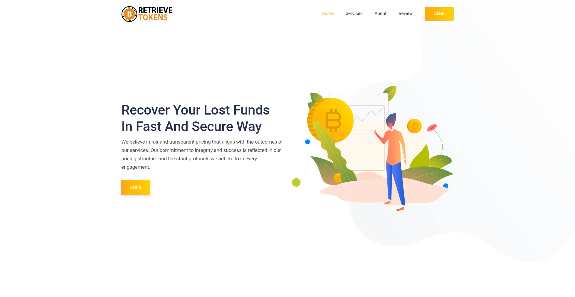 Website screenshot of Retrievetokens.com