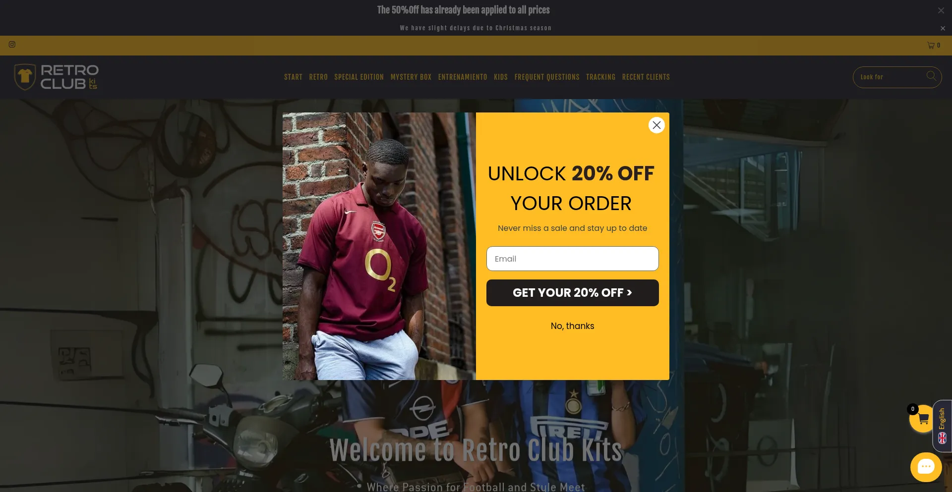 Website screenshot of Retroclubkit.com