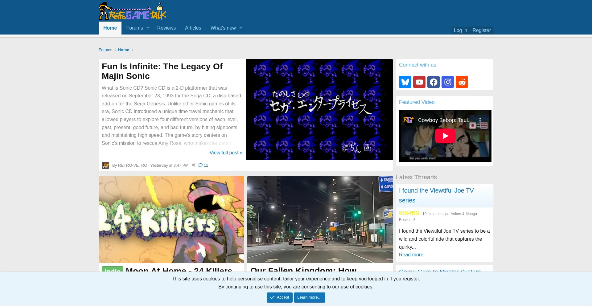 Website screenshot of Retrogametalk.com