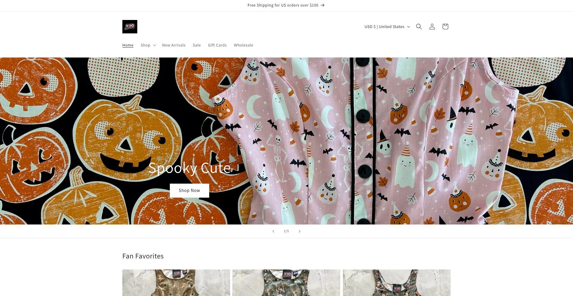 Website screenshot of Retroliciousbrand.com