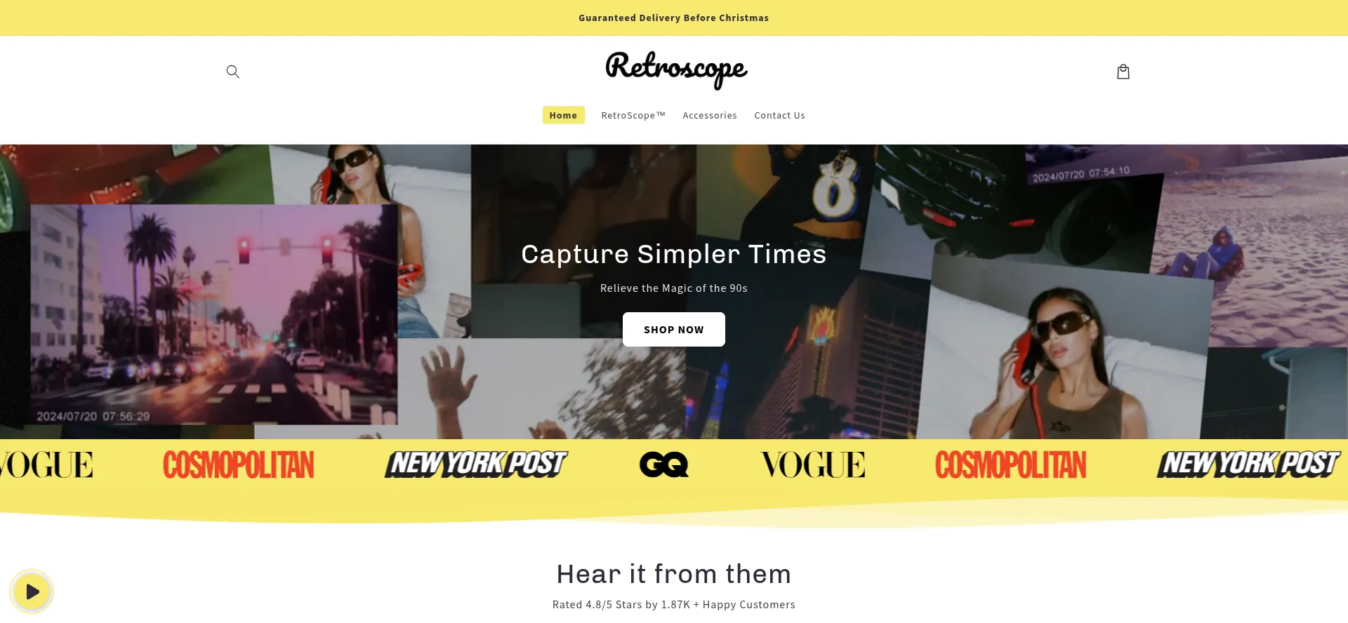 Website screenshot of Retroscope.co