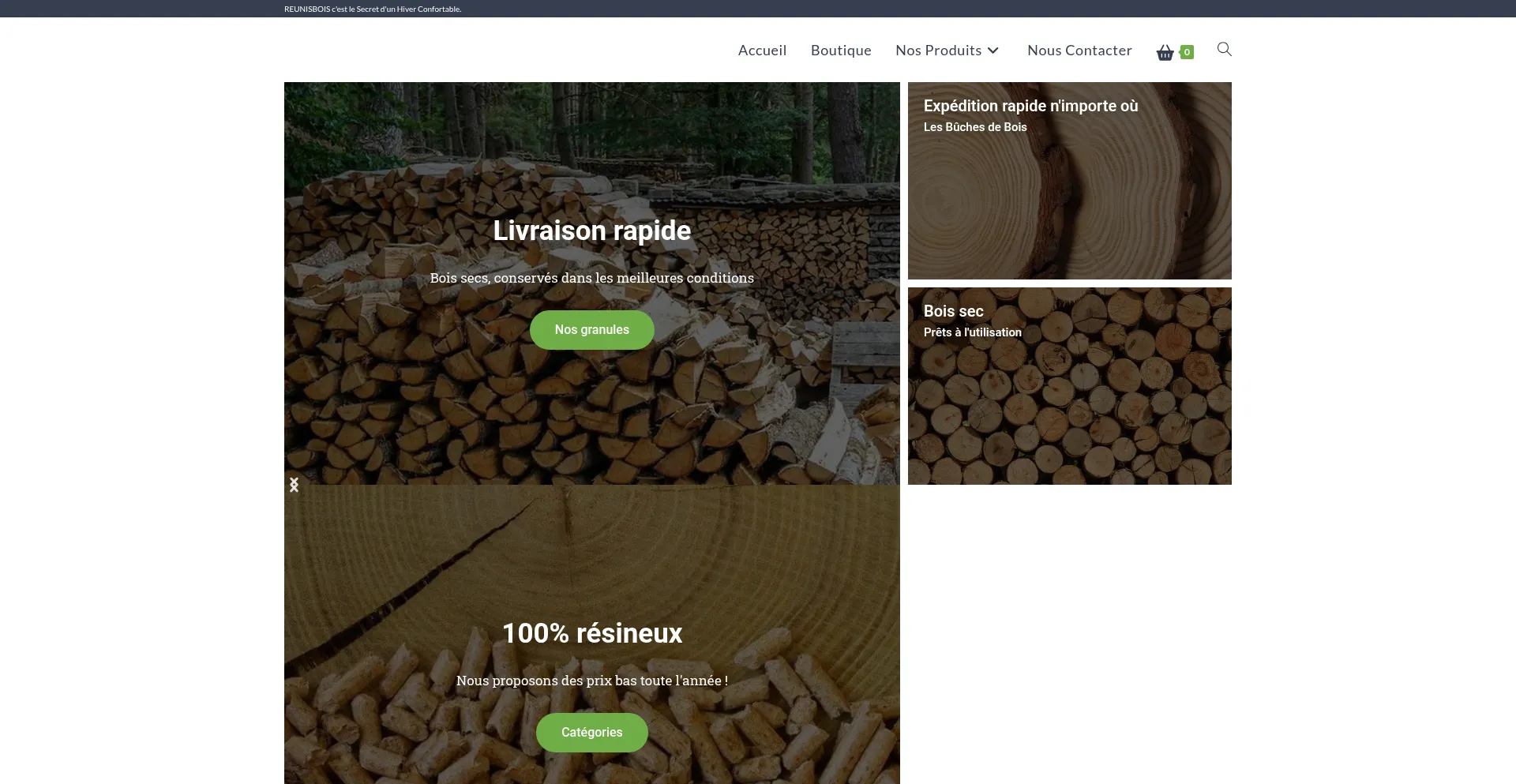 Website screenshot of Reunisbois.fr