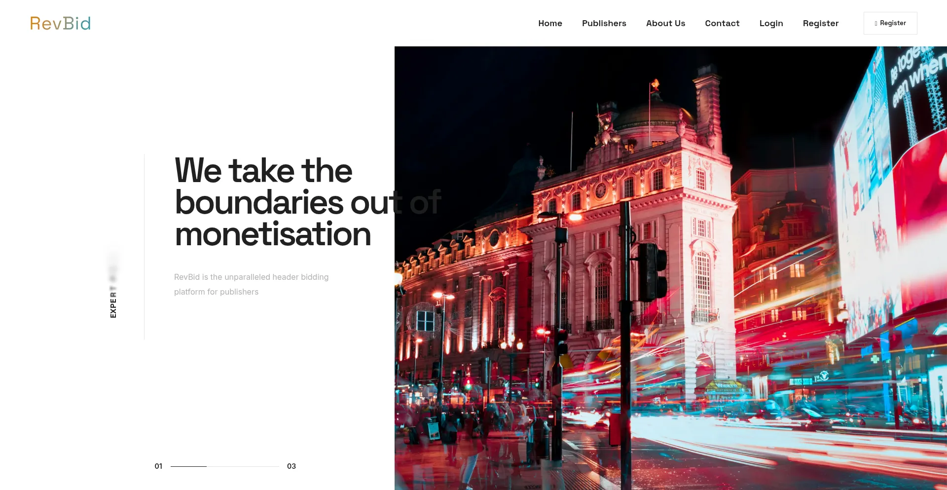 Website screenshot of Revbid.net