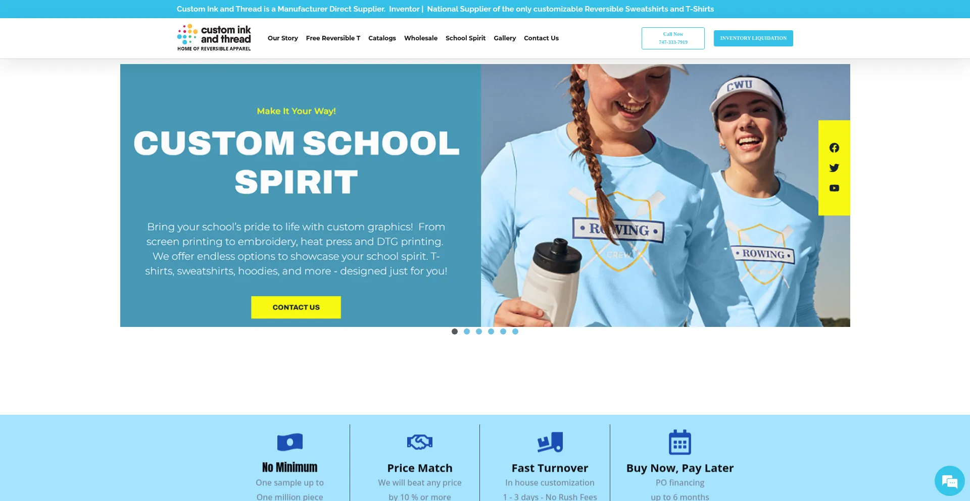 Website screenshot of Reversibleapparel.com