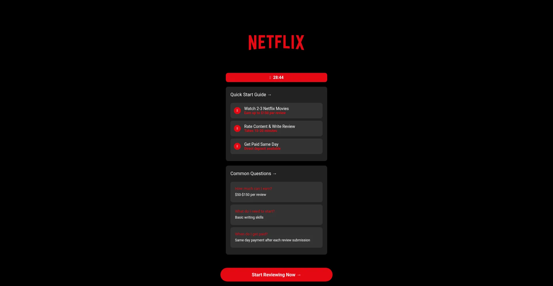 Website screenshot of Reviewersrush.com