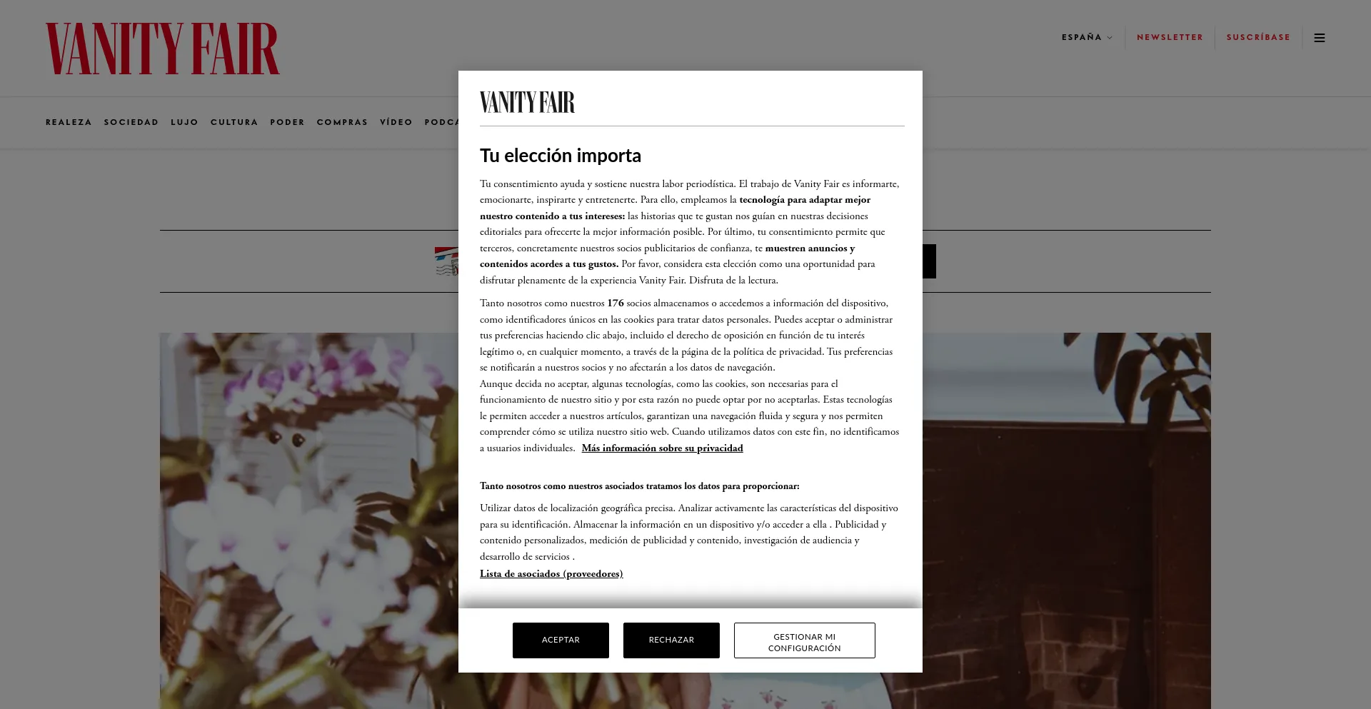Website screenshot of Revistavanityfair.es
