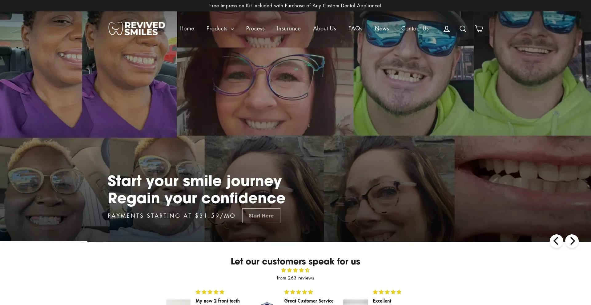 Website screenshot of Revivedsmiles.com