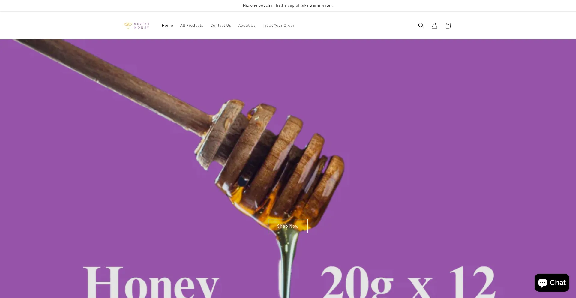 Website screenshot of Revivehoney.com