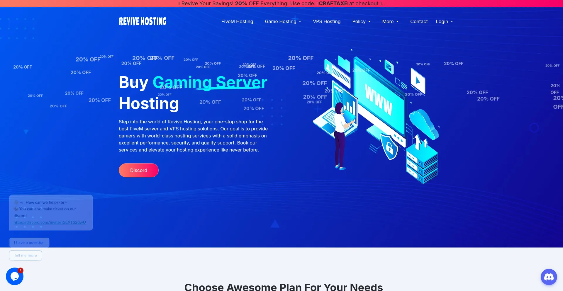 Website screenshot of Revivehosting.net