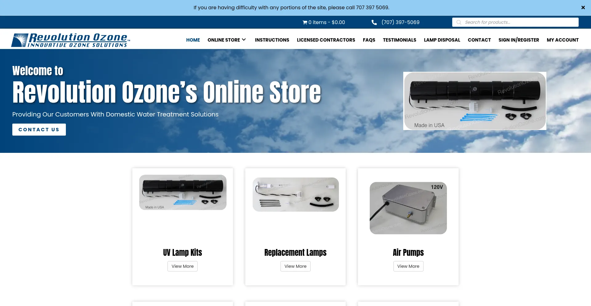 Website screenshot of Revolutionozone.com