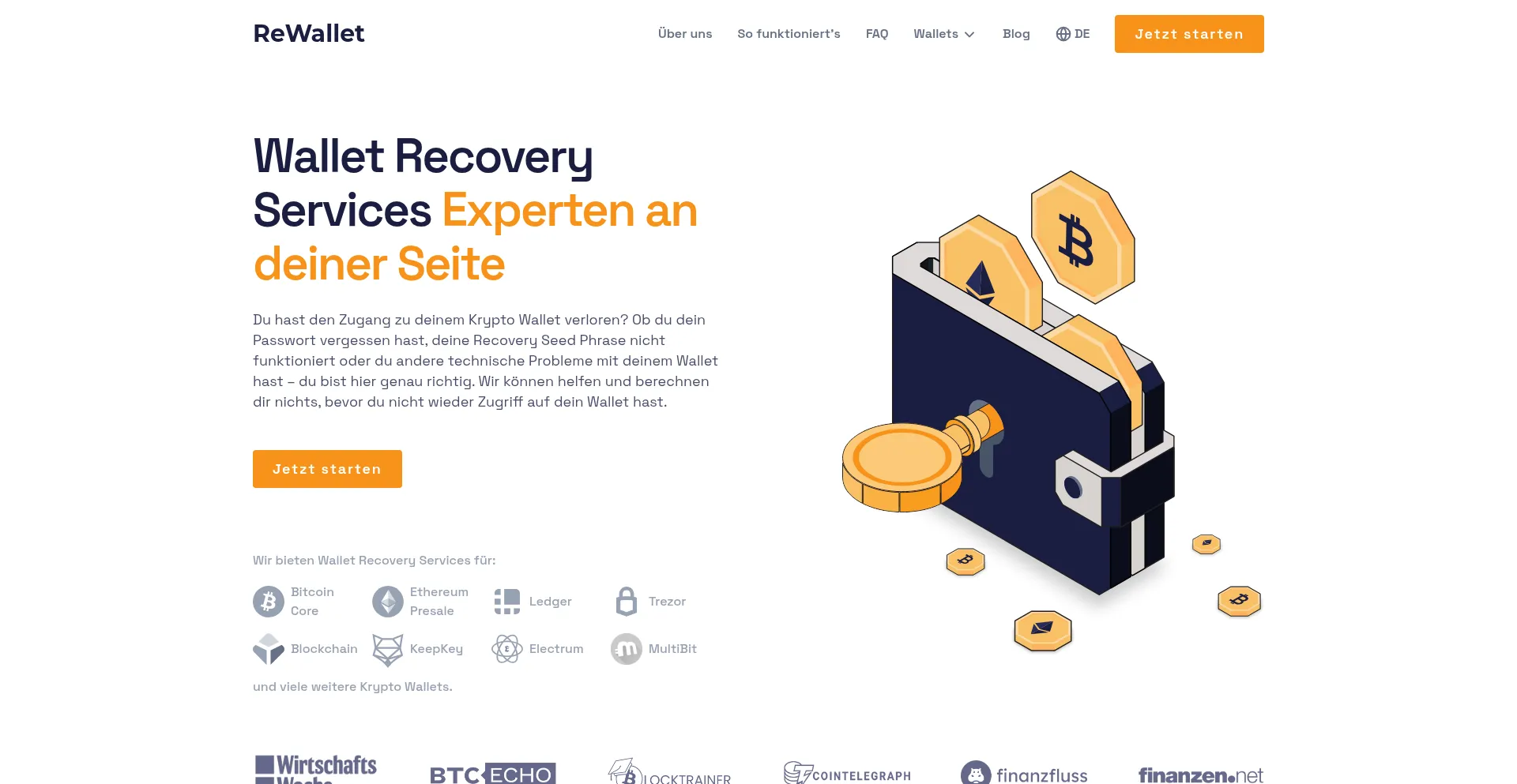Website screenshot of Rewallet.de