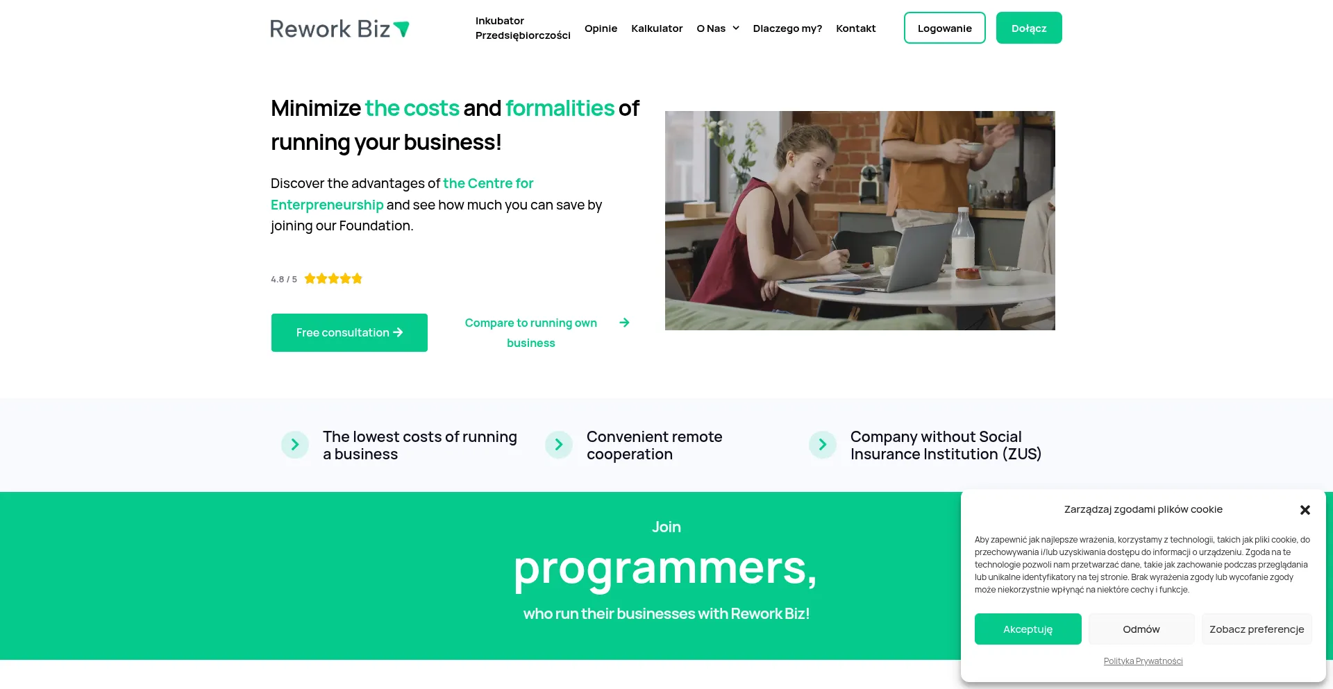 Website screenshot of Rework.biz.pl