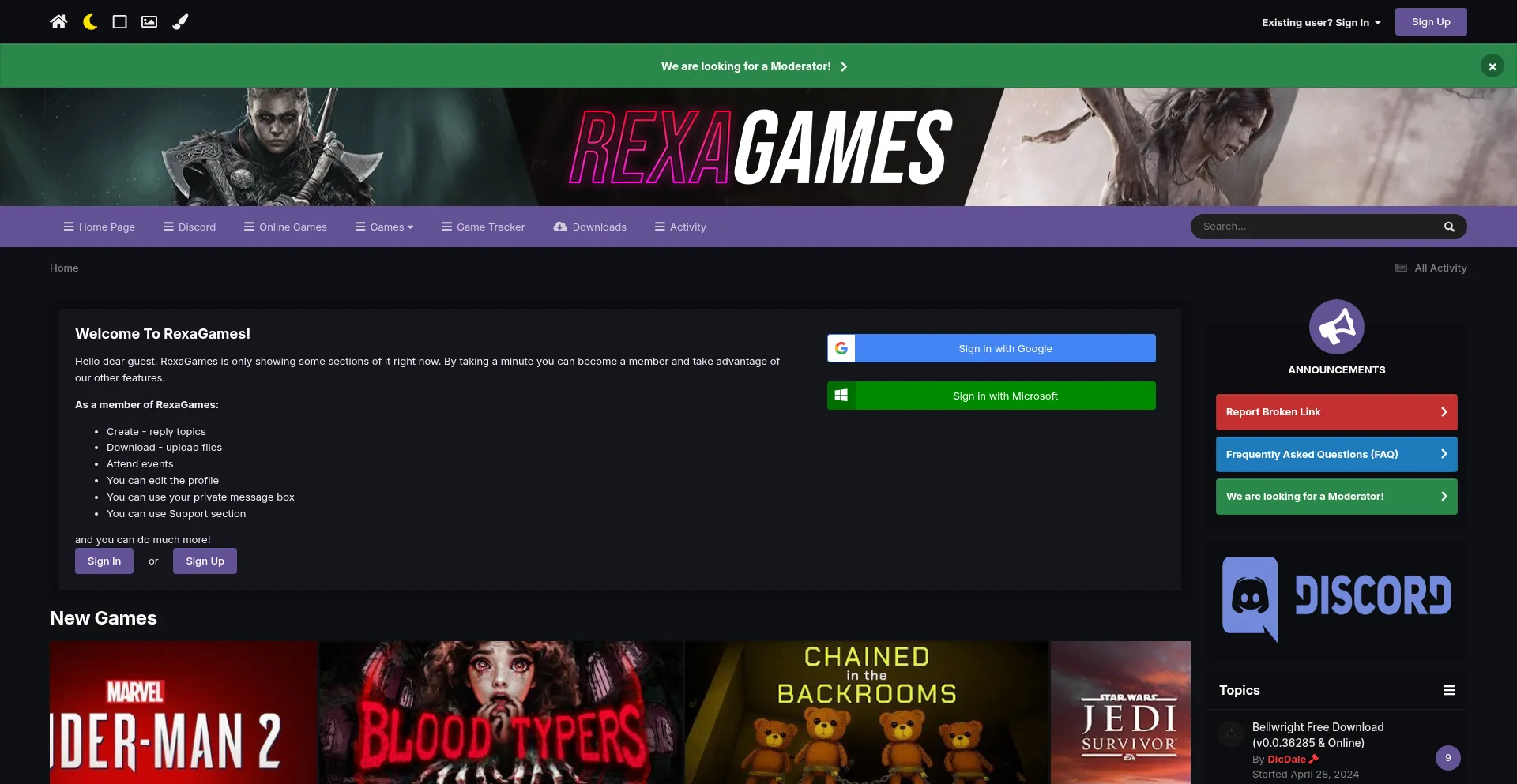Website screenshot of Rexagames.com