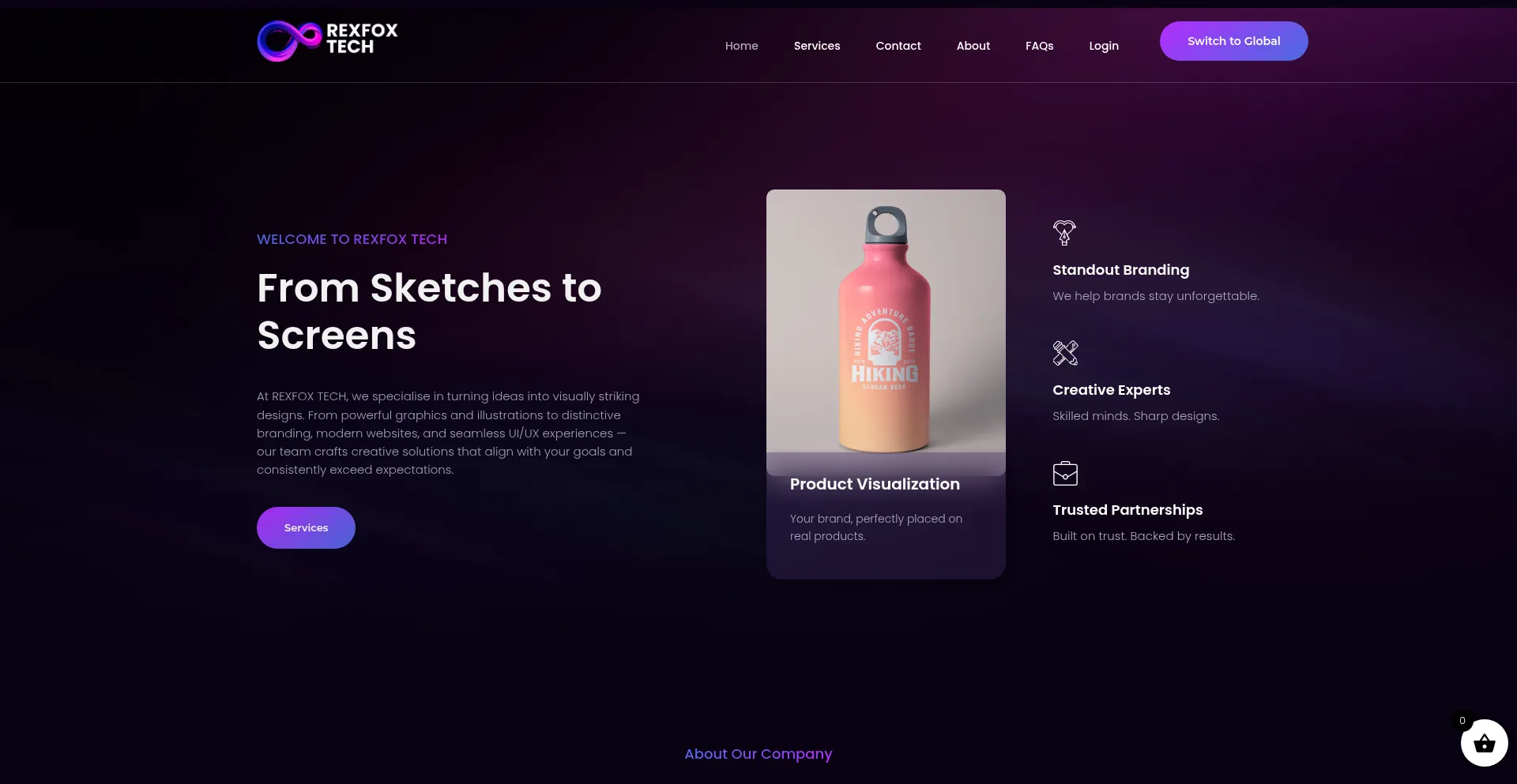 Website screenshot of Rexfoxtech.co.uk