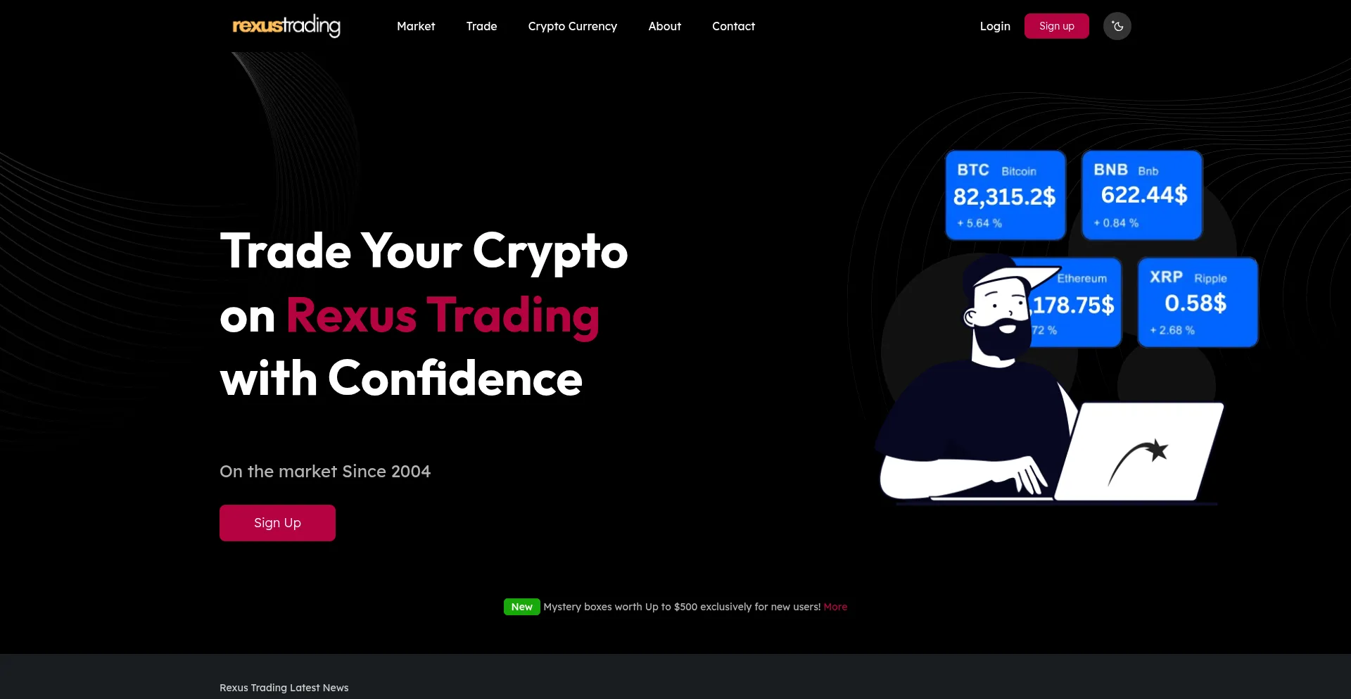 Website screenshot of Rexustrading.com