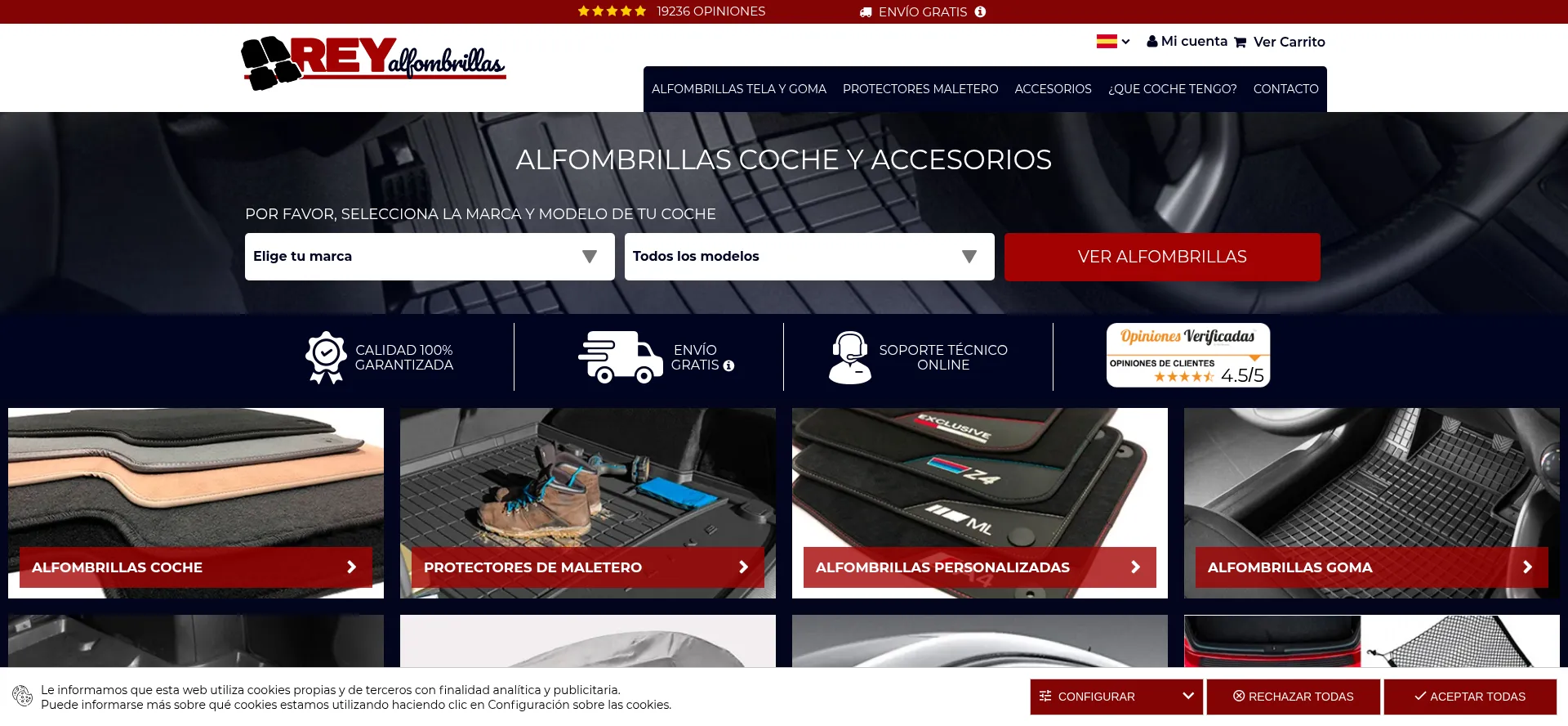 Website screenshot of Reyalfombrillas.es