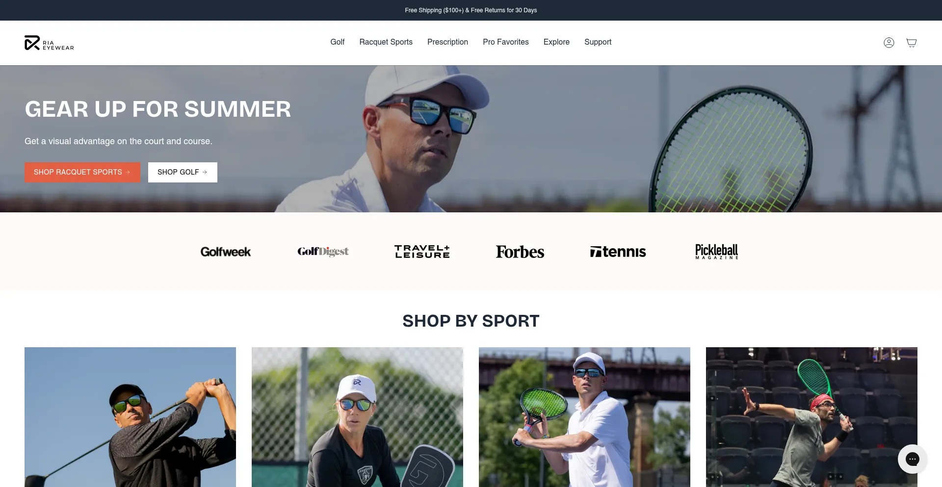 Website screenshot of Riaeyewear.com