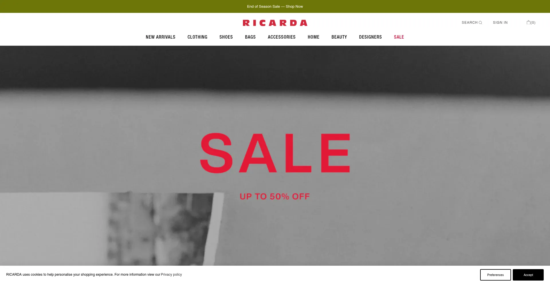 Website screenshot of Ricarda.com