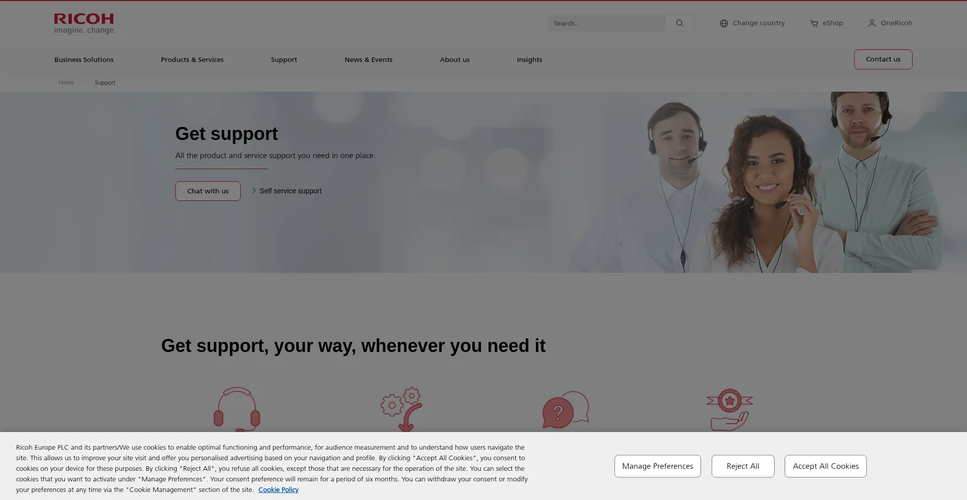 Ricoh-support.com Screenshot