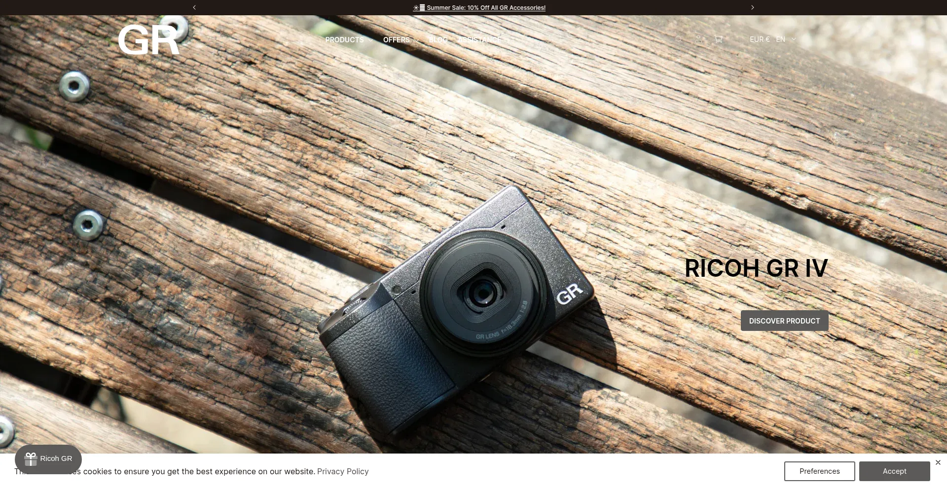 Website screenshot of Ricohgr.eu