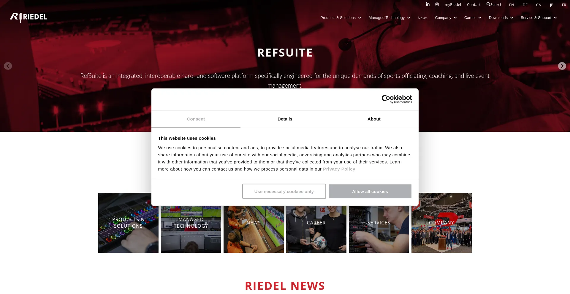 Website screenshot of Riedel.net