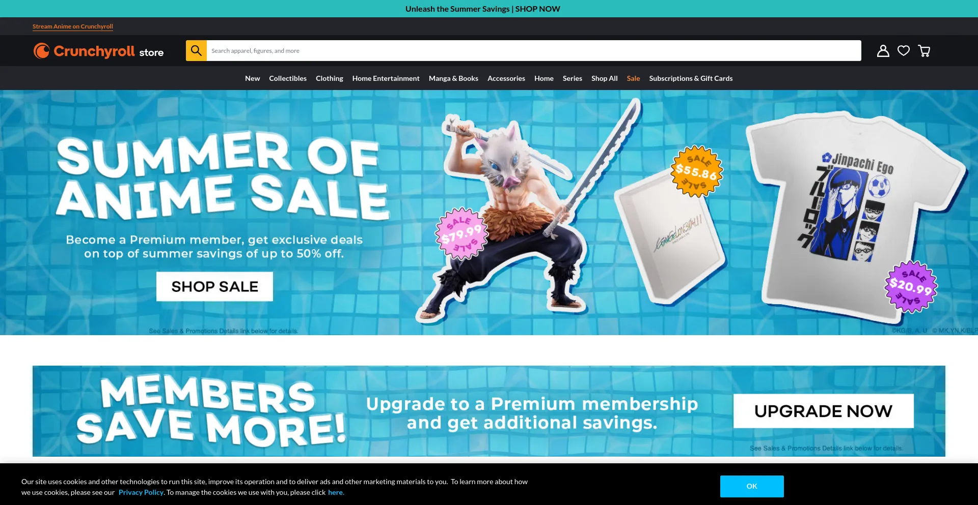 Website screenshot of Rightstufanime.com