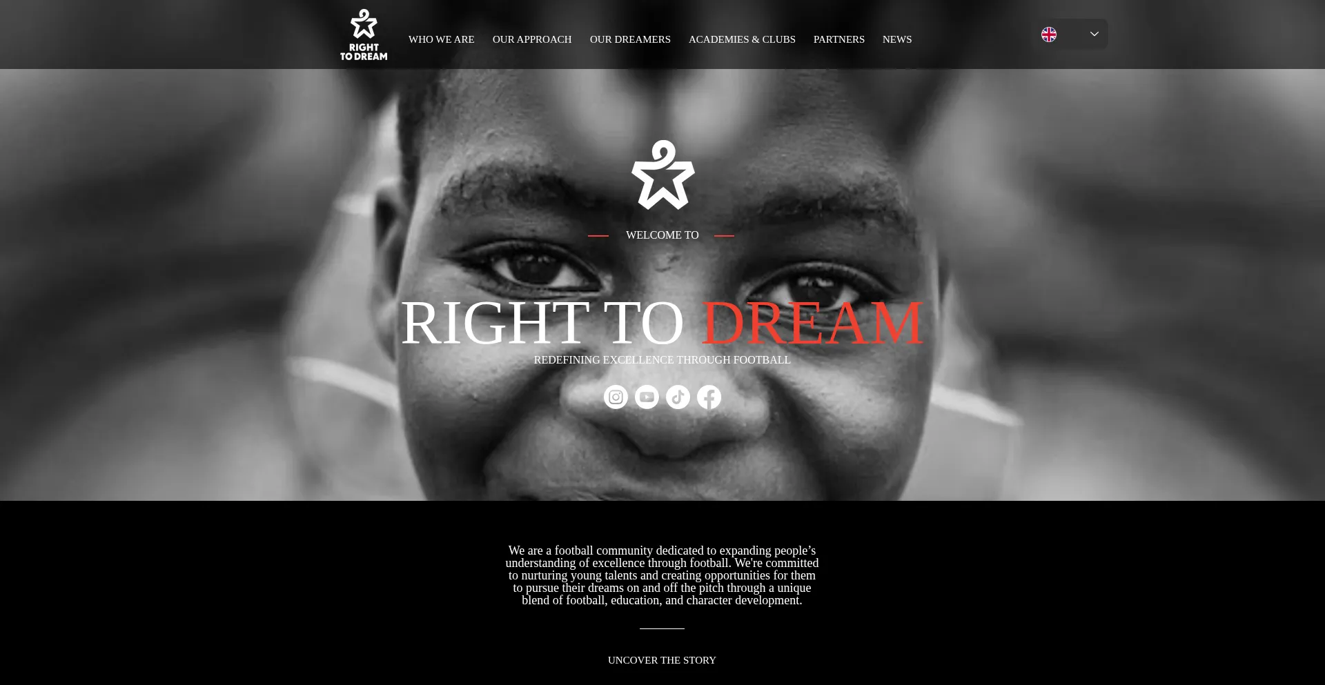 Website screenshot of Righttodream.com