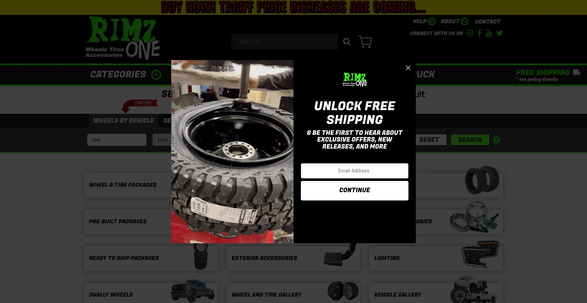Website screenshot of Rimzoneonline.com