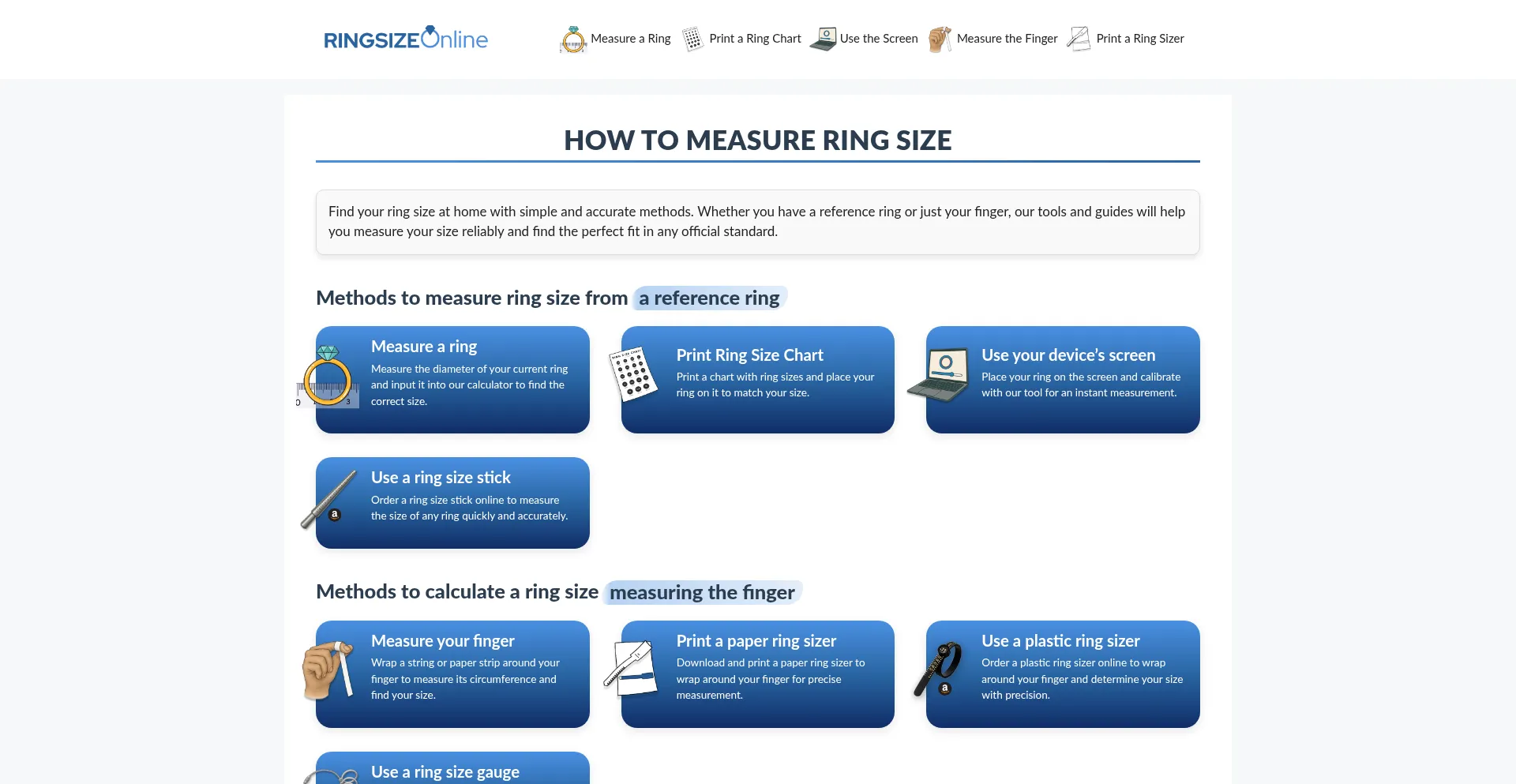 Ringsize.online Screenshot