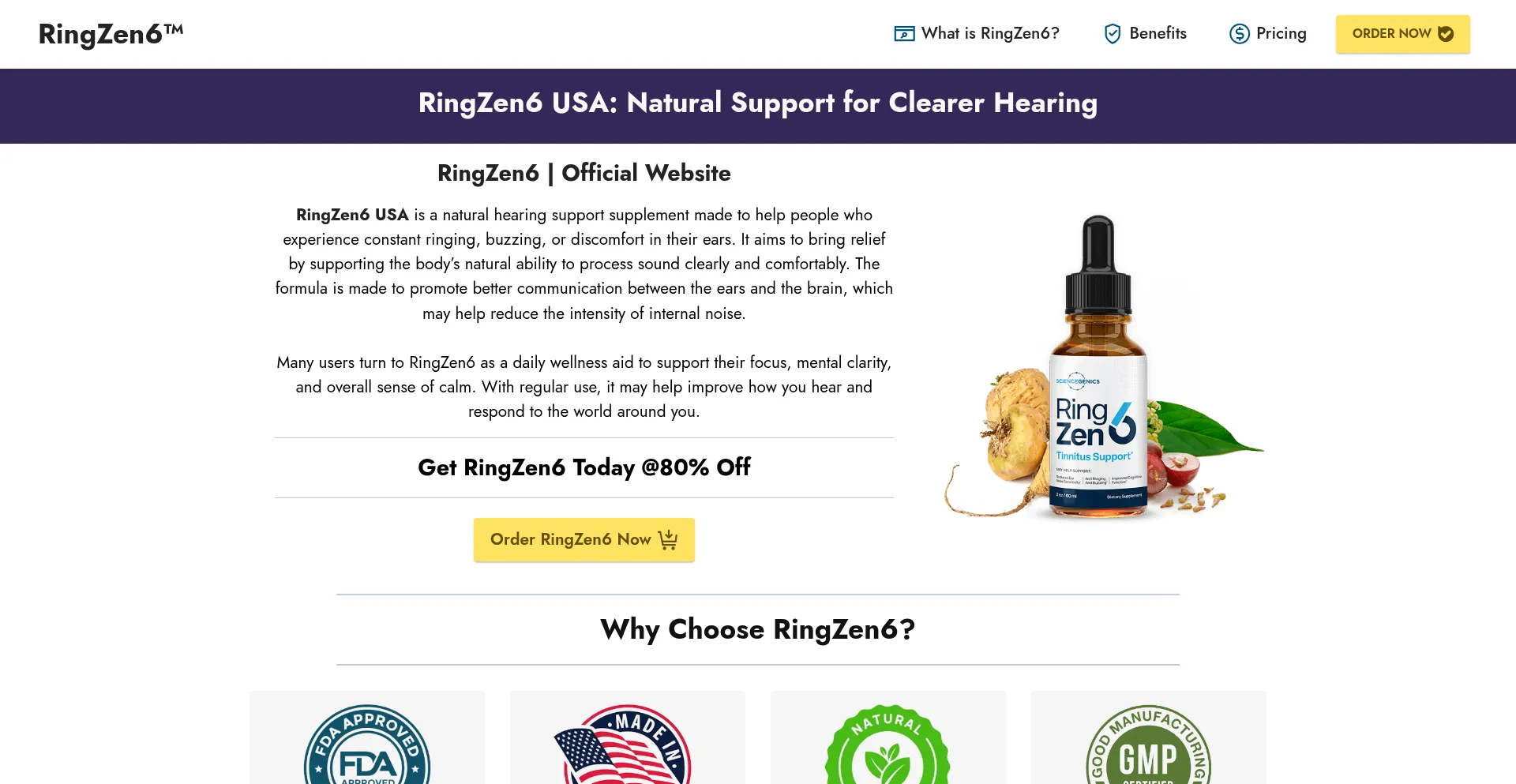 Website screenshot of Ringzen6today.us