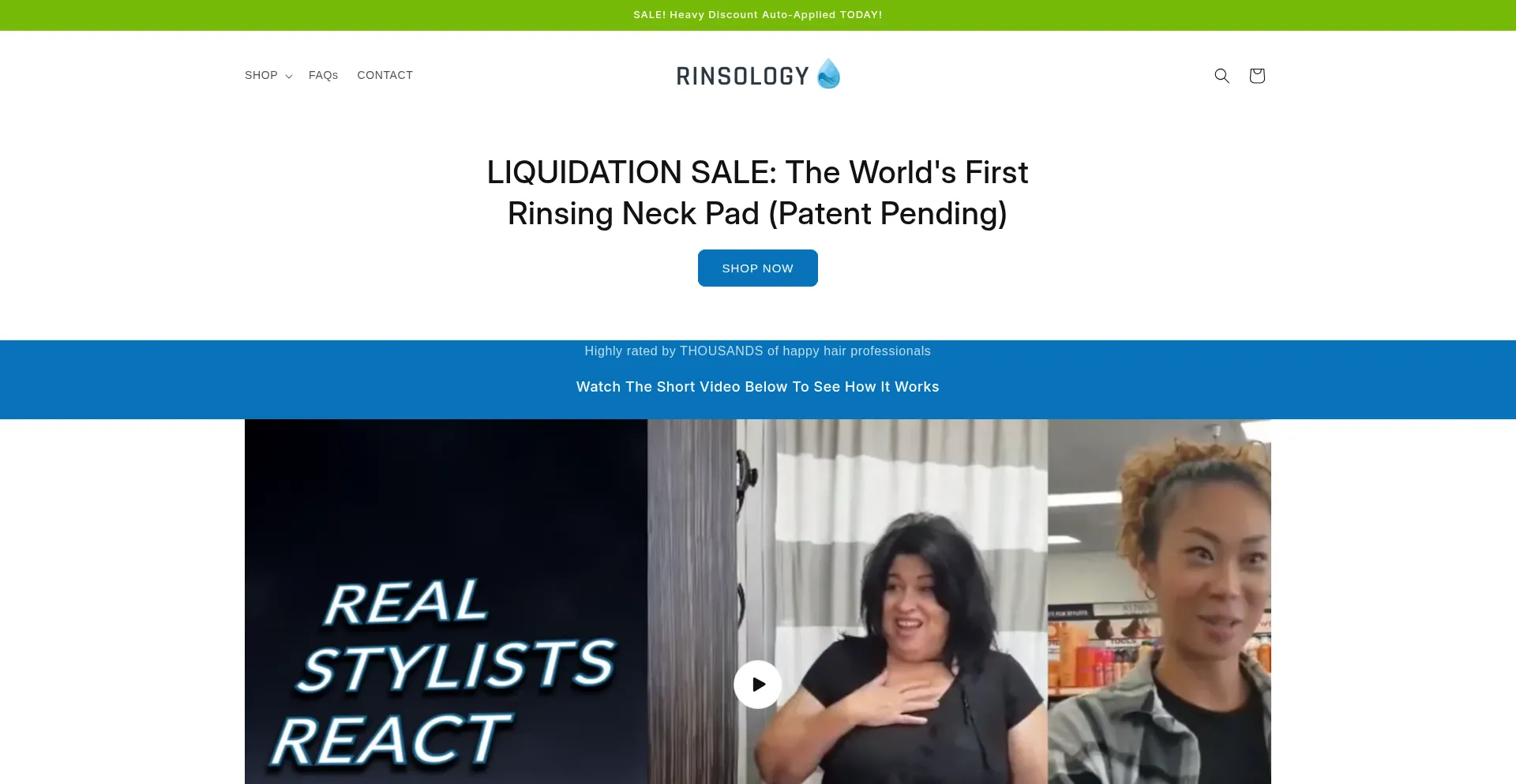 Website screenshot of Rinsology.com
