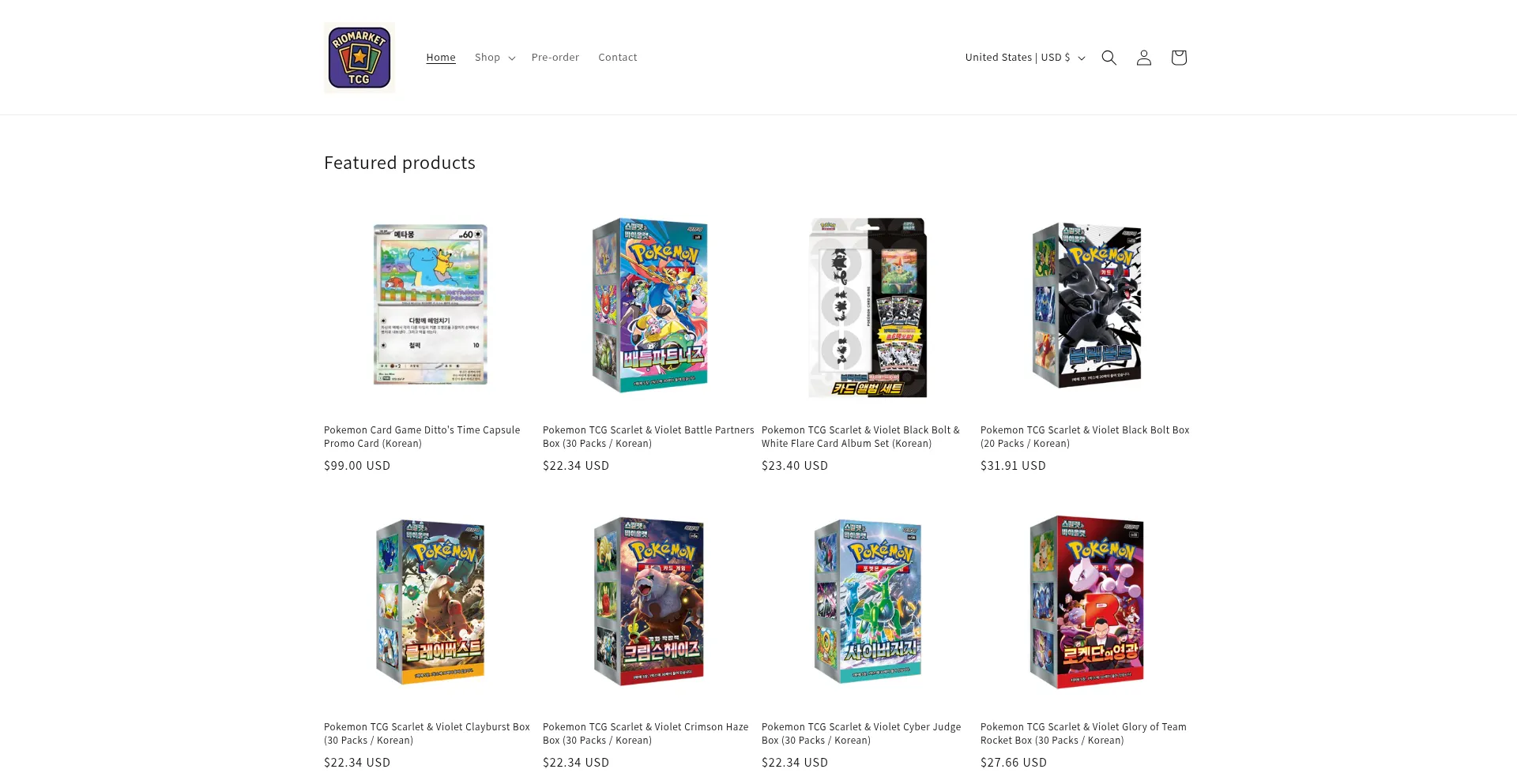Website screenshot of Riotcg.shop