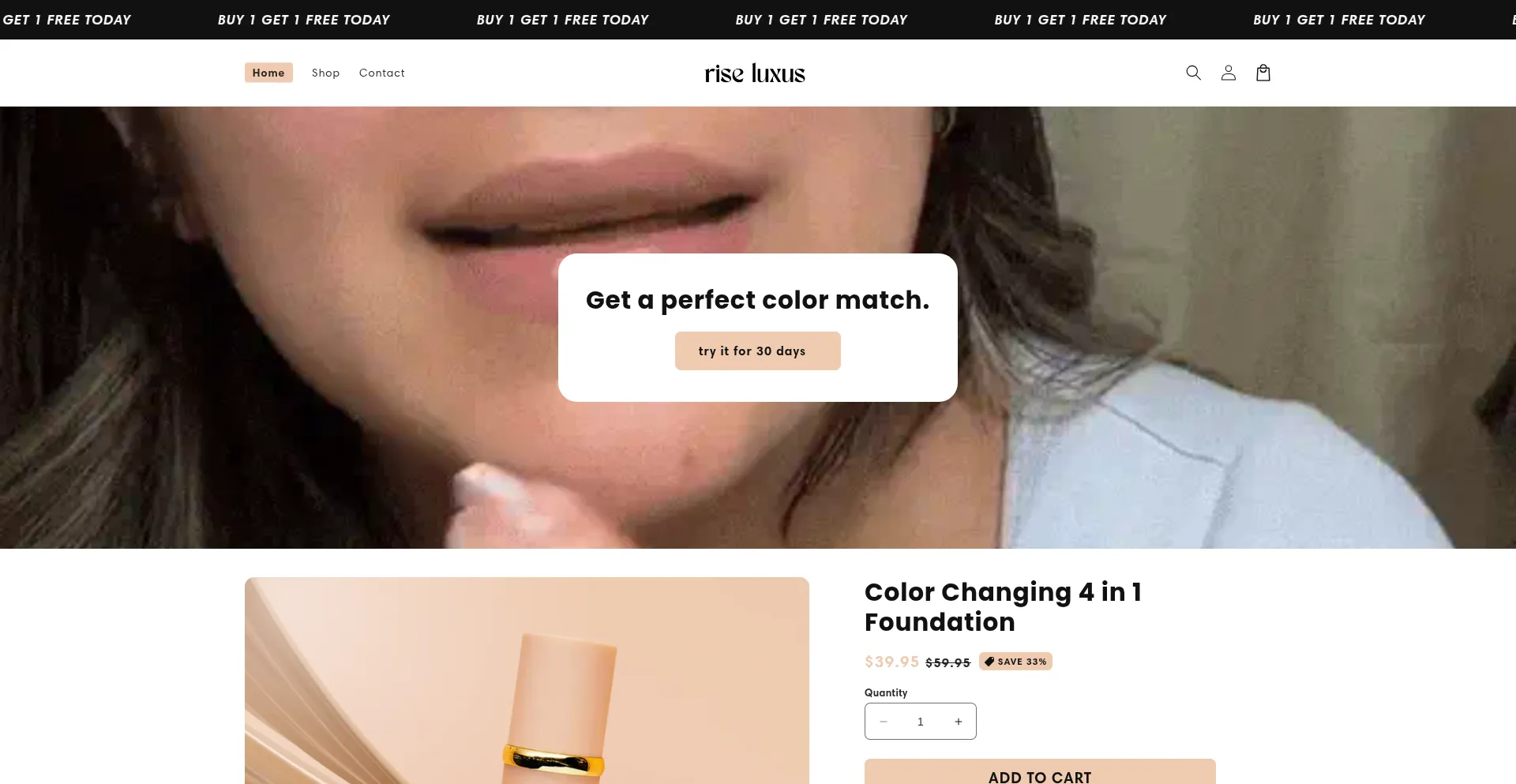 Website screenshot of Riseluxus.com