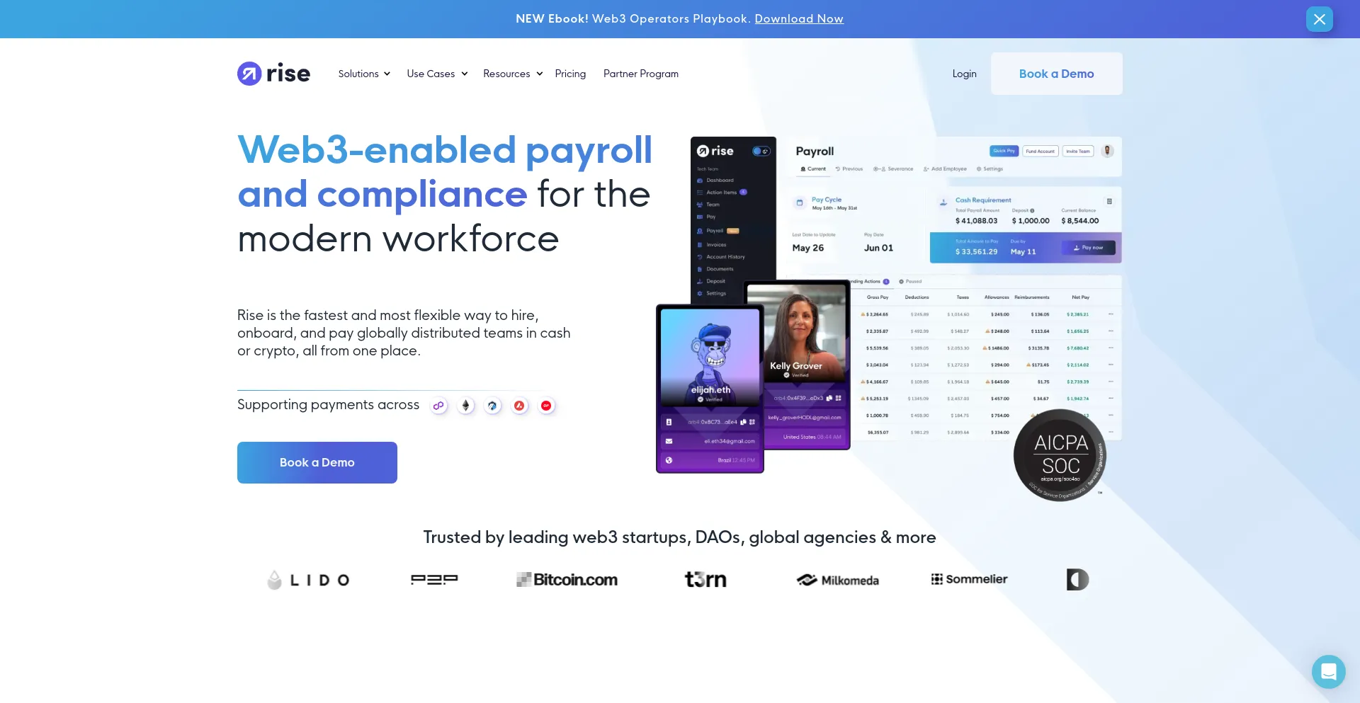 Website screenshot of Riseworks.io