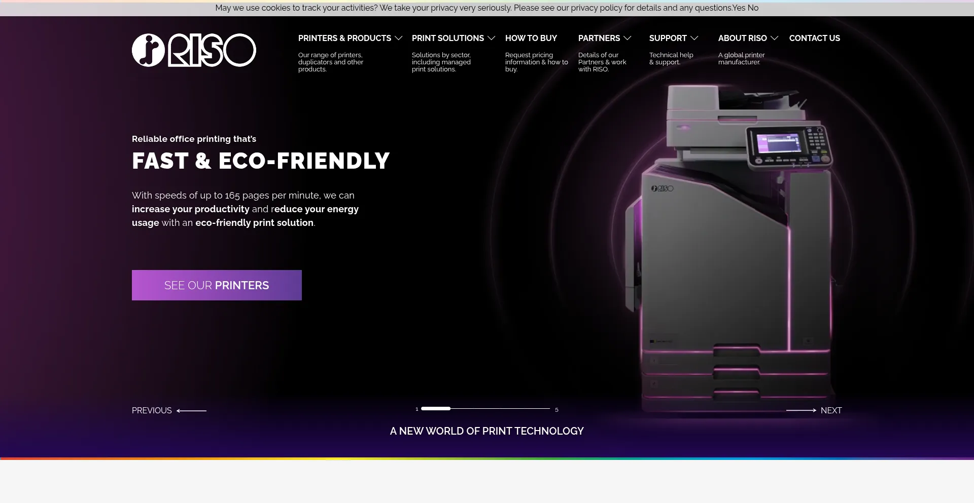 Website screenshot of Riso.co.uk