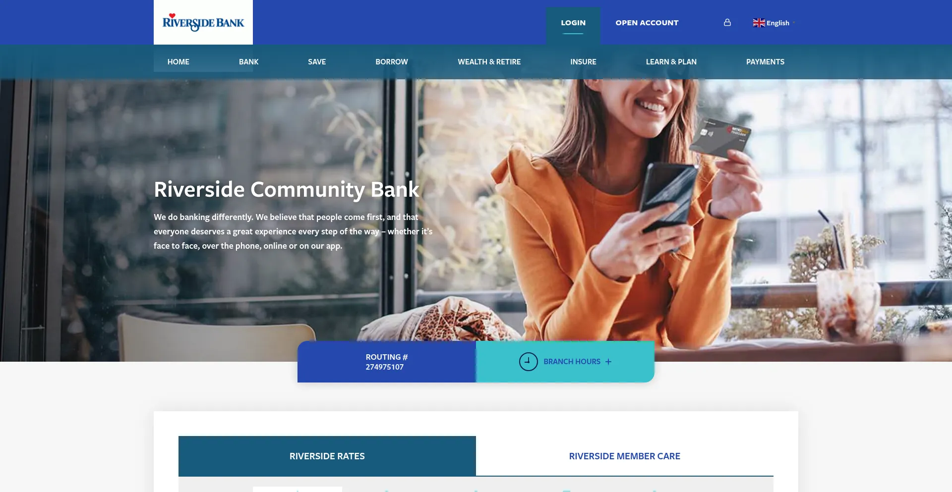 Website screenshot of Riverside-cb.com