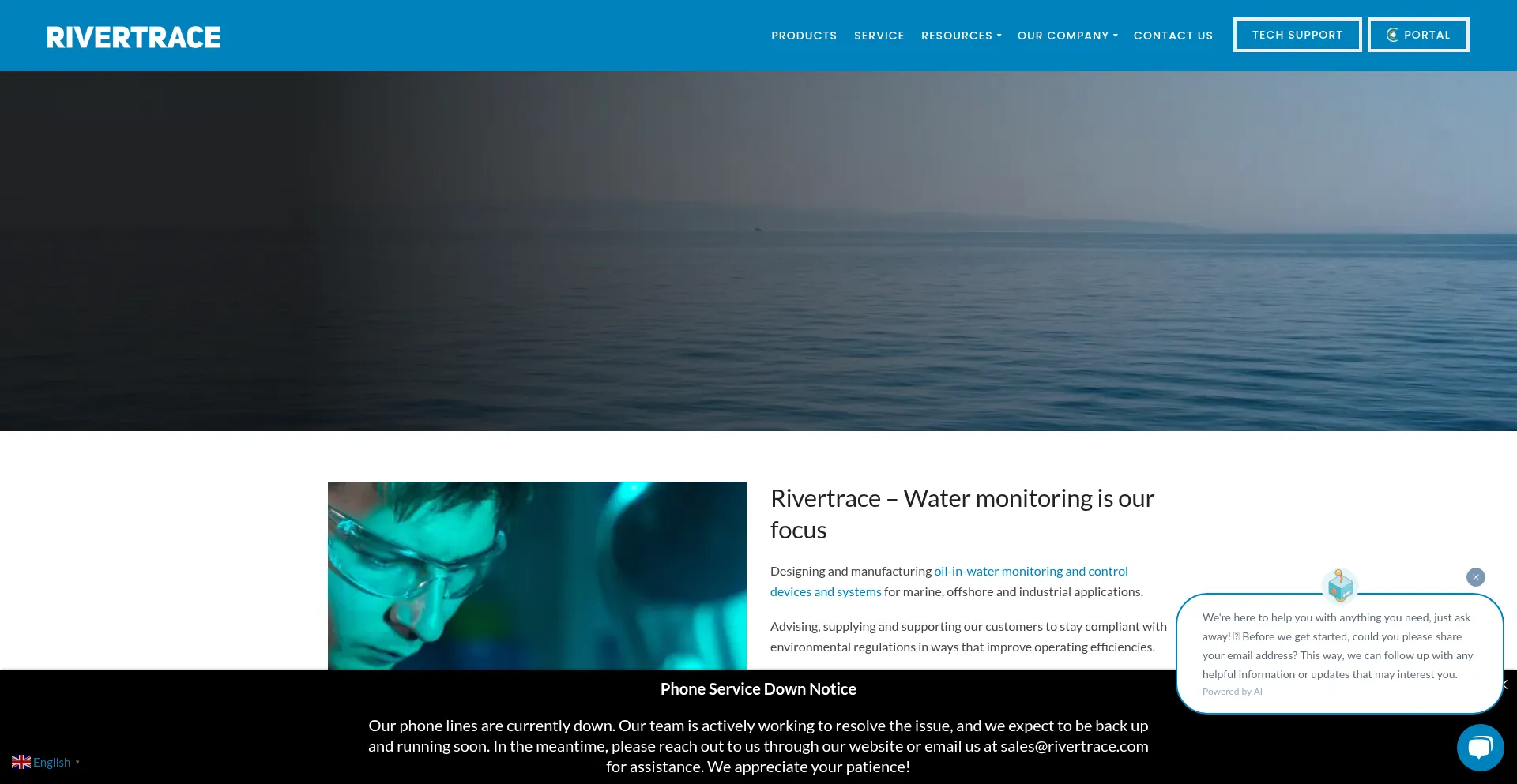 Website screenshot of Rivertrace.com