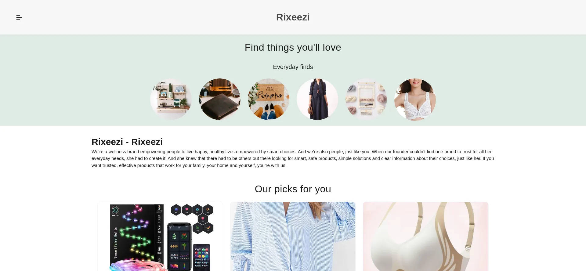 Website screenshot of Rixeezi.com