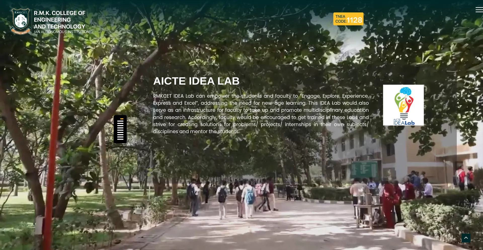 Website screenshot of Rmkcet.ac.in