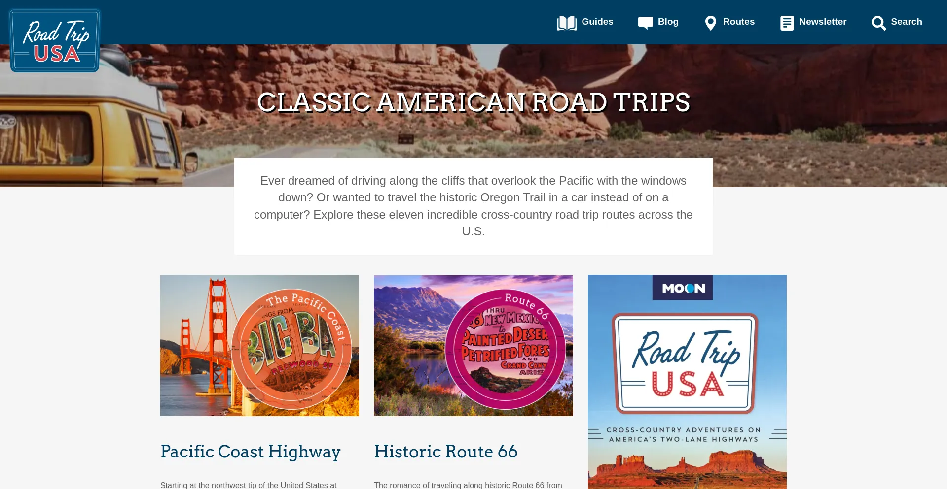Website screenshot of Roadtripusa.com