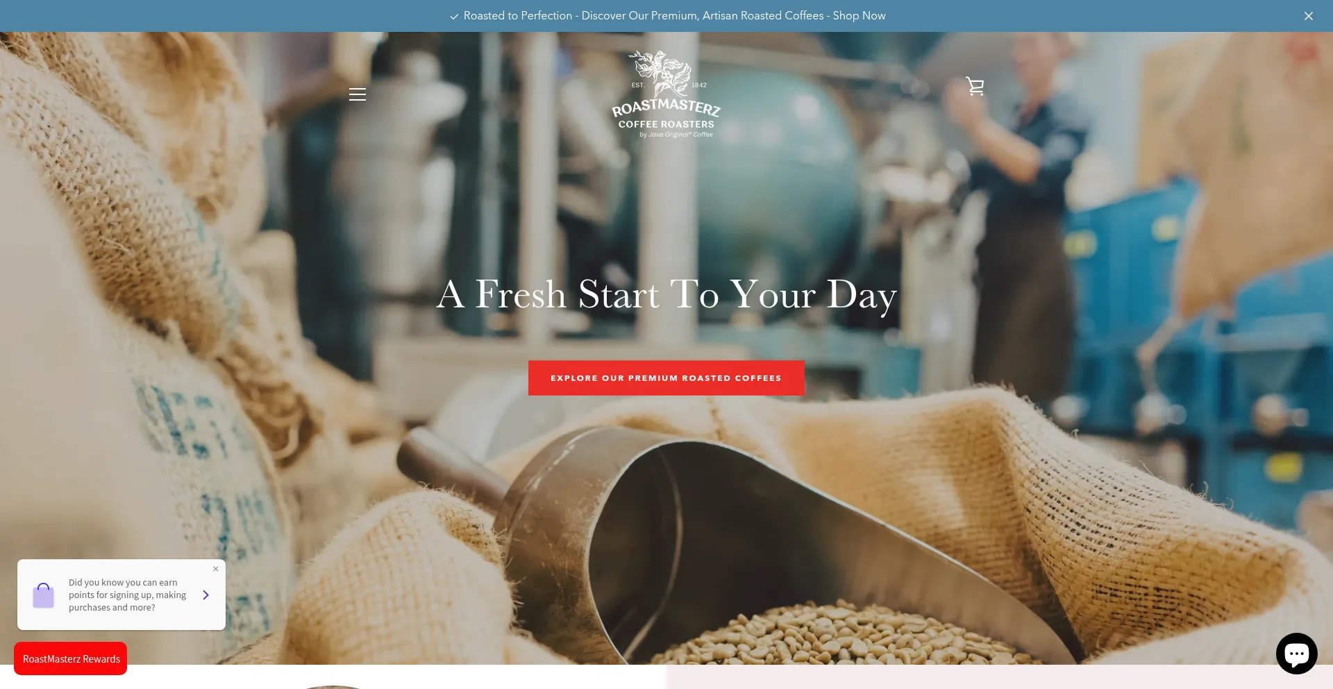 Website screenshot of Roastmasterz.com