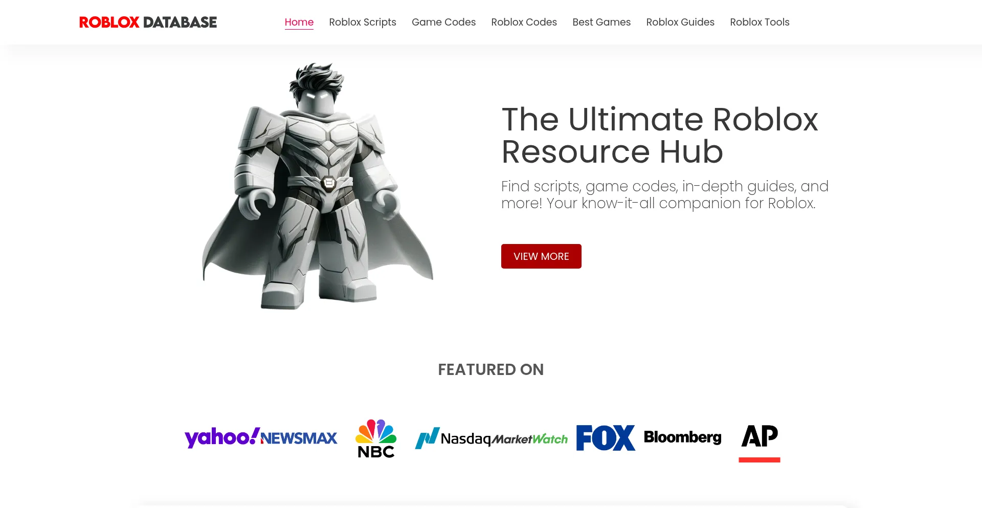 Website screenshot of Robloxdatabase.com
