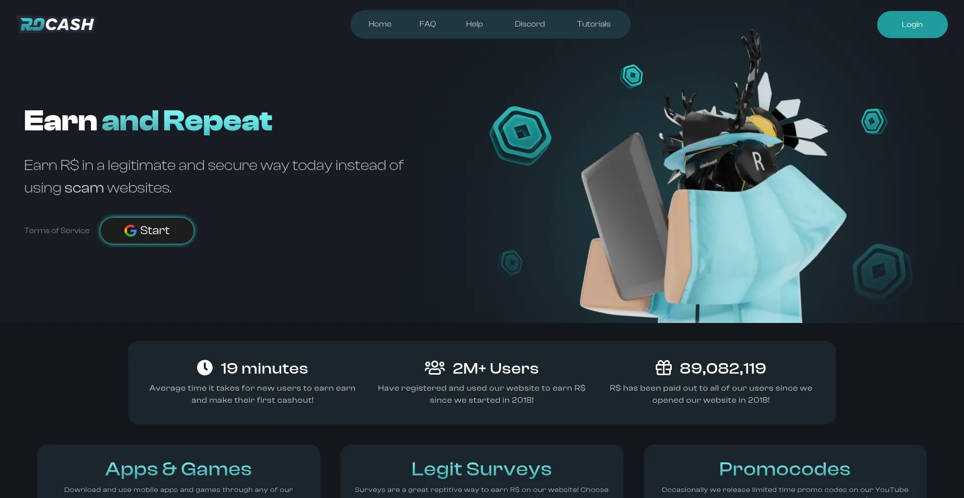 Website screenshot of Rocash.com