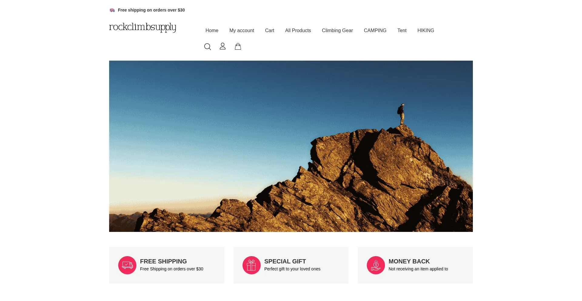 Website screenshot of Rockclimbsupply.com