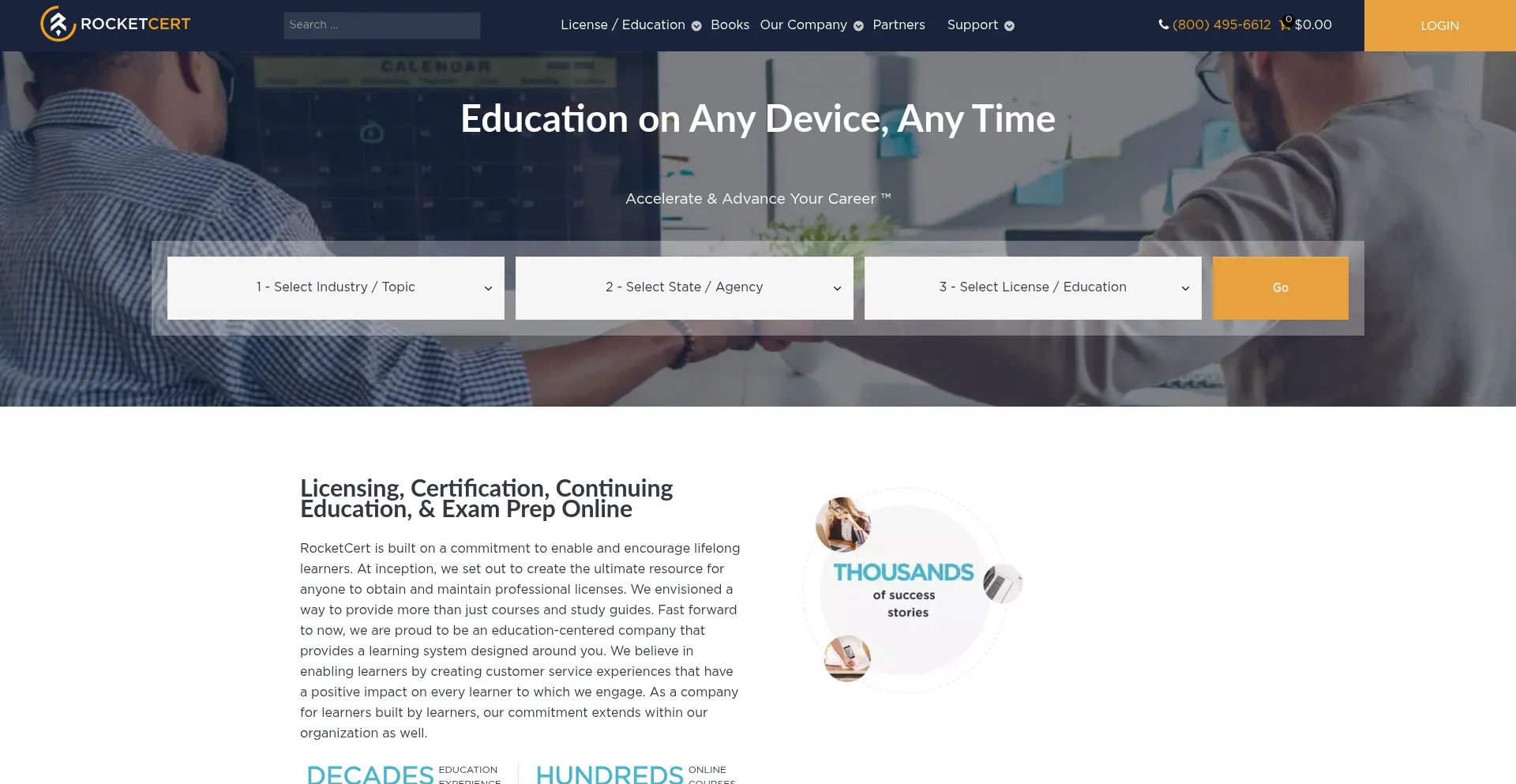 Website screenshot of Rocketcert.com