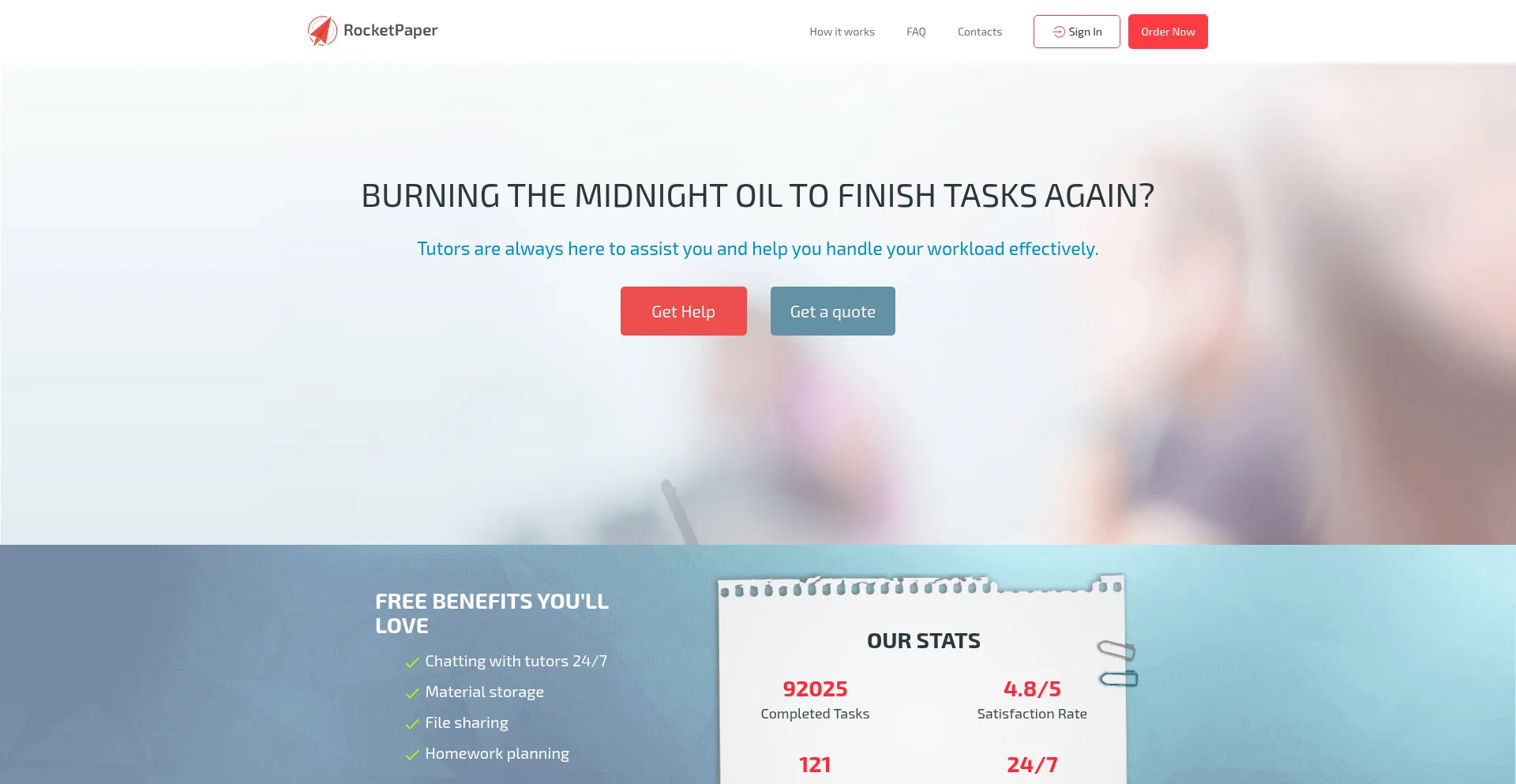 Website screenshot of Rocketpaper.net
