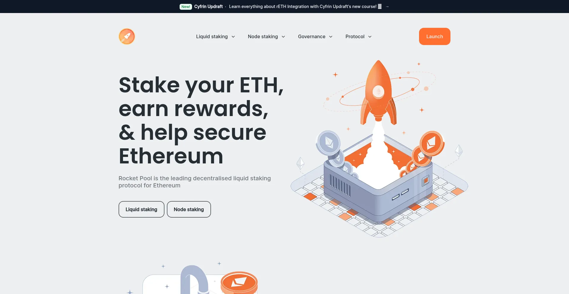 Website screenshot of Rocketpool.net