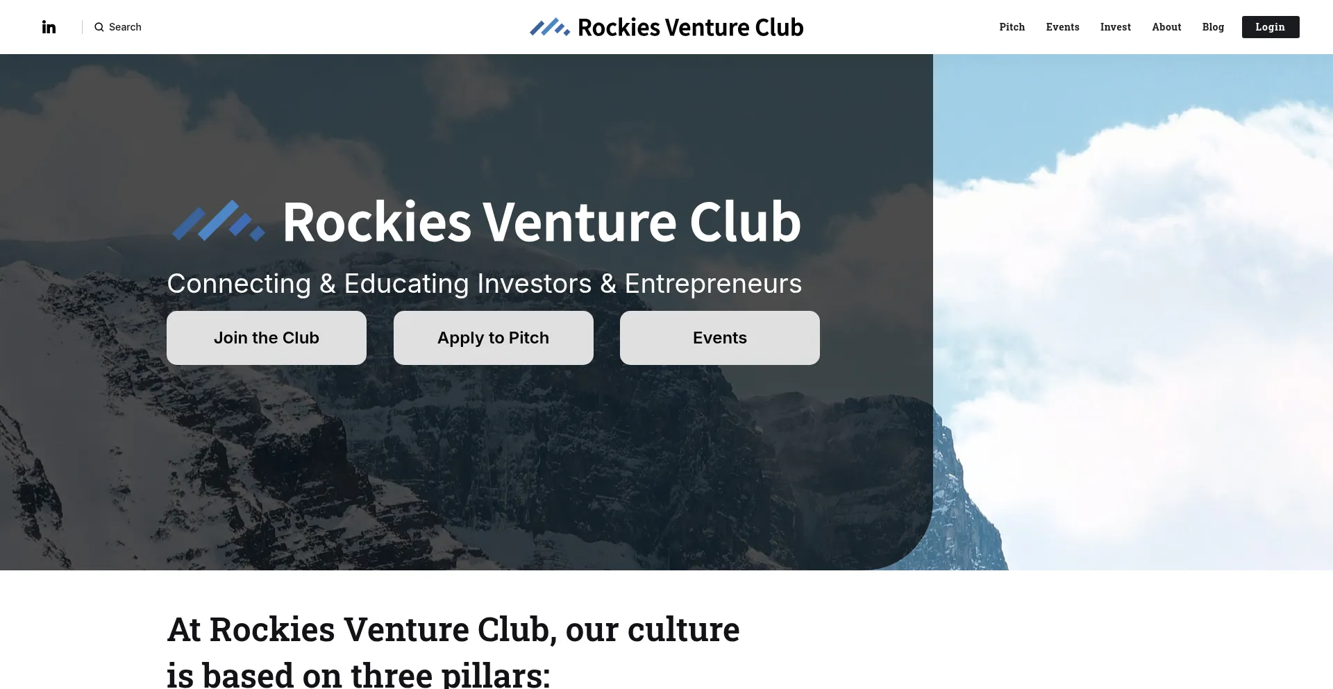 Website screenshot of Rockiesventureclub.org